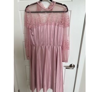 Vintage Lace and Silk Dress - Size L